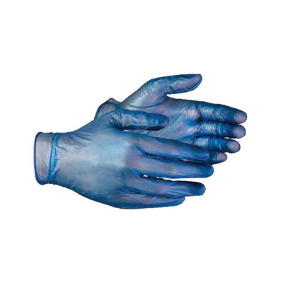 Aurelia Delight Blue Pd Blue Powdered Vinyl Gloves (Pack Of 100) from B&Q