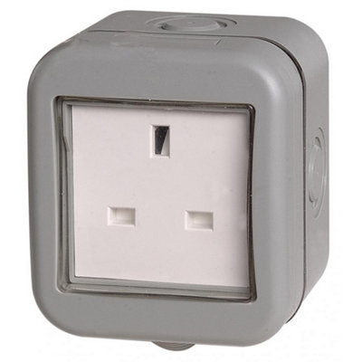 Bg Weatherproof Ip55 13Amp Unswitched 1 Gang Socket (Uk Plug) Grey (One Size) from B&Q