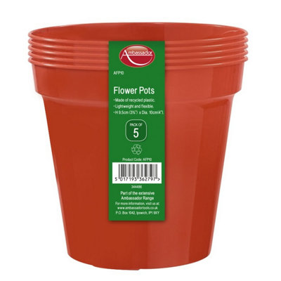 Ambassador Unisex Terracotta Flower Pots (Pack Of 5) 4In In - Image 3