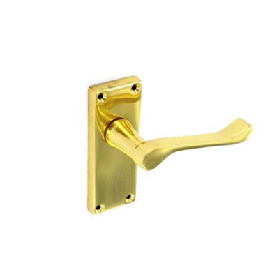 Securit Victorian Scroll Latch Furn Door Handles (Pair) Br (115mm) from B&Q