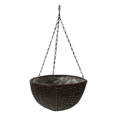 Ambador Polyrattan Hanging Basket Brown (16In) from B&Q