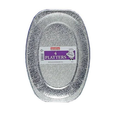 Caroline Foil Serving Platter (Pack Of 4) Silver (35Cm) from B&Q