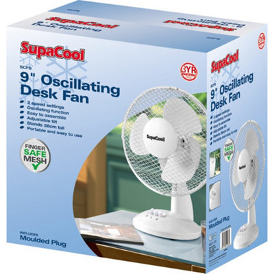 Supacool Oscillating Desk Fan White (9In) from B&Q