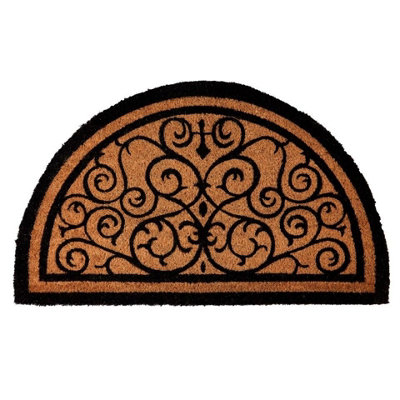 Rackhams Brown/Black Half Moon Coir Mat - One Size - 80% Coir/20% Rubber - Image 3