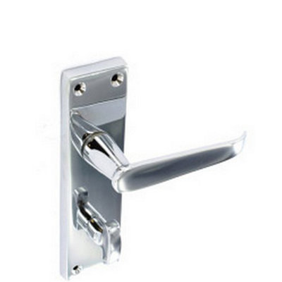 Securit Chrome Flat Bathroom Handles (1 Pair) Silver (One Size) from B&Q