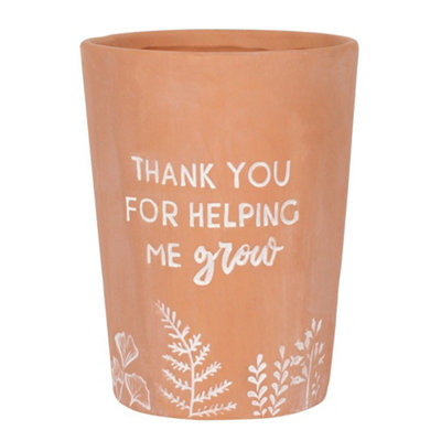Something Different Thank You For Helping Me Grow Terracotta Plant Pot Brown (One Size) from B&Q