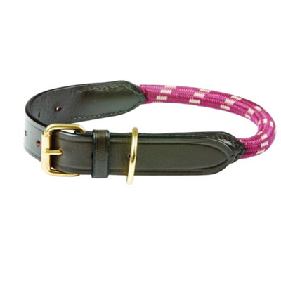Weatherbeeta Rope Leather Dog Collar Burgundy/brown (M) from B&Q