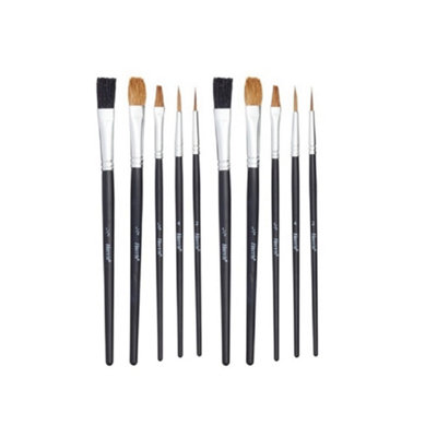 B&Q -  Seriously Good Flat Artist Paint Brushes (Pack Of 10) Black (One Size)