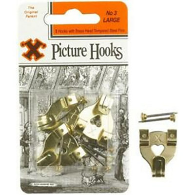  - X Original Patent Steel Picture No. 3 Hooks (Pack Of 3) Br (One Size)