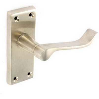Securit Brushed Nickel Scroll Latch Handles (1 Pair) Silver (One Size) from B&Q