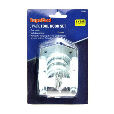 Supatool Tool Hook Set (Pack Of 5) Silver (One Size) from B&Q