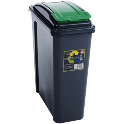 Wham Black/Green Slimline Plastic Recycling Bin (One ) 25L