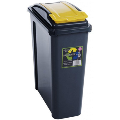 Wham Black/Yellow Slimline Plastic Recycling Bin (One ) 25L