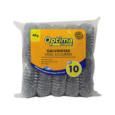 B&Q Ramon Optima Galvanised Steel Scourers (Pack Of 10) (One Size) Grey