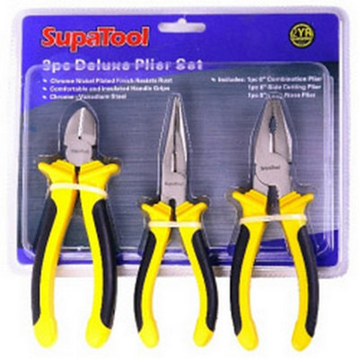 Supatool Deluxe Plier Set (Pack Of 3) - Yellow - Image 4