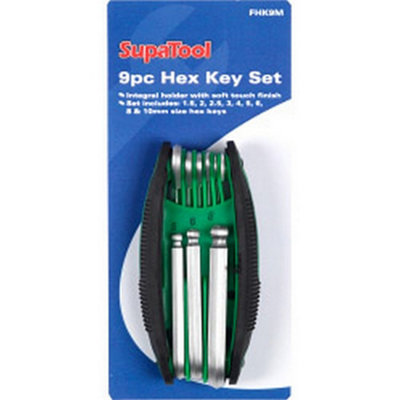 Supatool Integral Holder Hex Key Set Green (One Size) from B&Q