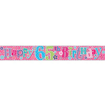 Simon Elvin 65Th Birthday Foil Banner (Pack Of 6) Pink (One Size) from B&Q