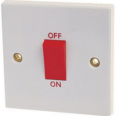B&Q -  45A Double Pole Switch To Bs3676 White/red (One Size)