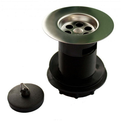 Oracstar Slotted Basin Waste Collector And Plug Black (One Size) from B&Q