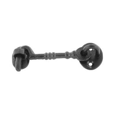Securit Cabin Cast Hook Black (100mm) from B&Q