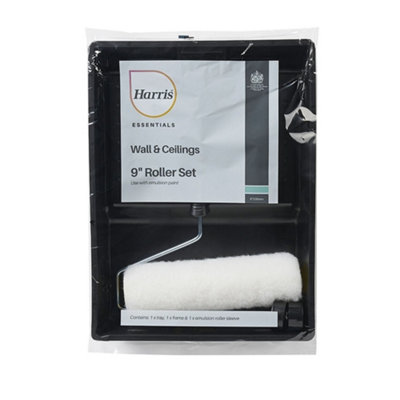 B&Q -  Essentials Paint Roller Set Black/white (9In)