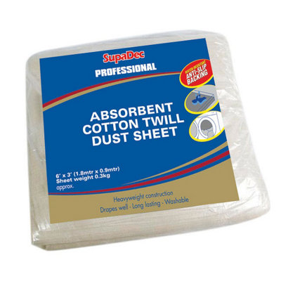 Supadec Absorbent Cotton Twill Dust Sheet Off-White (One Size) from B&Q