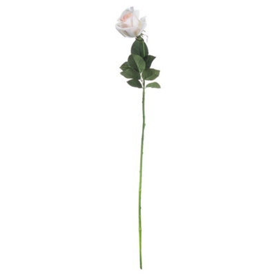 Hill Interiors Artificial Single Stem Tea Rose Palest Pink (65Cm) from B&Q