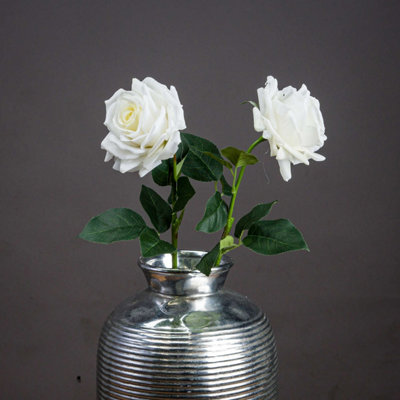 B&Q -  Garden Rose Artificial Flower White/green (One Size)