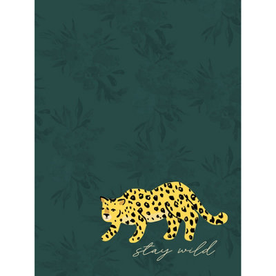 Wee Blue Coo Unframed Wall Art Stay Wild Leopard Jungle12X16 Inch from B&Q