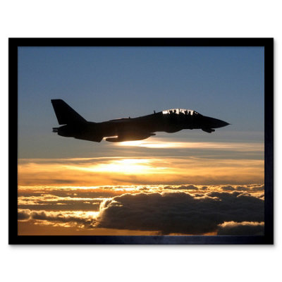 Artery8 Us Navy F14D Tomcat Fighter Jet Silhouette 12X16" Framed Wall Art Print from B&Q