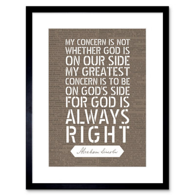 Artery8 Wall Art Print Dictionary Page Quote Abraham Lincoln Gods Side Artwork Framed 9X7 Inch from B&Q