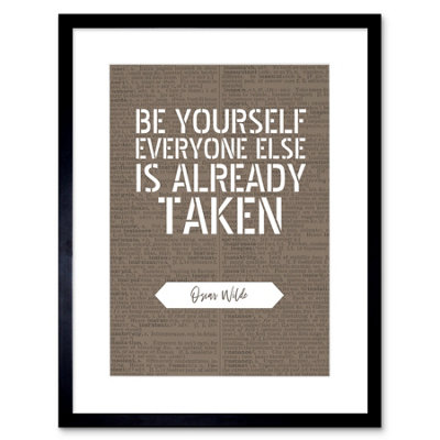 Artery8 Wall Art Print Dictionary Page Quote Oscar Wilde Be Yourself Artwork Framed 9X7 Inch from B&Q