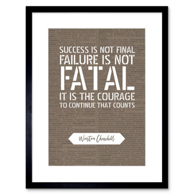 Artery8 Wall Art Print Dictionary Page Quote Winston Churchill Success Artwork Framed 9X7 Inch from B&Q