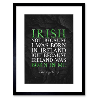 B&Q -  Wall Art Print Slate Quote St Patricks Day Ireland Irish Artwork Framed 9X7 Inch