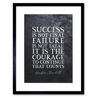 Artery8 Wall Art Print Slate Quote Winston Churchill Success Artwork Framed 9X7 Inch from B&Q