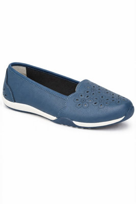 Navy Laser Cut Faux Leather Pumps from B&Q