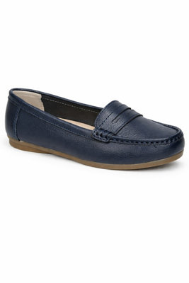 Navy Classic Penny Loafers With Stitched Apron Detail from B&Q
