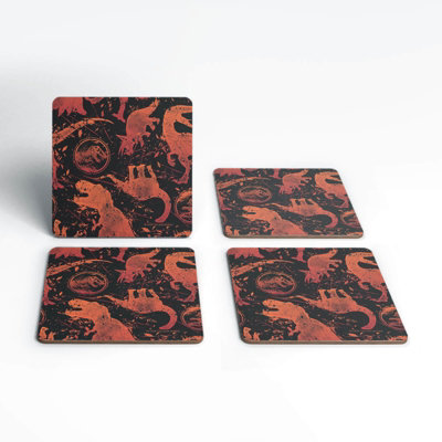 Zavvi Dinosaur Pattern Corkbacked Coaster Set B&Q