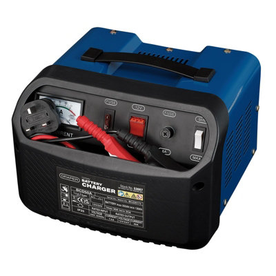 B&Q -  12/24V Battery Charger 25-30A Lead-Acid Copper Leads Clips Carry Handle