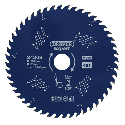 Draper Expert Tct Circular Saw Blade For Wood With Ptfe Coating210 X 30mm48T 34208 from B&Q