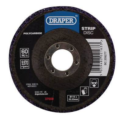 Draper  Polycarbide Strip Disc115mm22.23mm180 GritPurple 37608 from B&Q