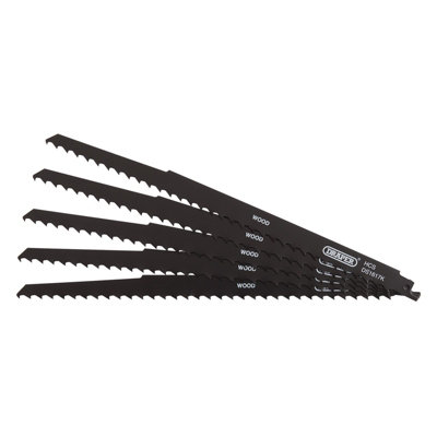 Draper Reciprocating Saw Blades For Pruning & Coarse Wood & Plastic Cutting, 300Mm, 3Tpi (Pack Of 5) 42615