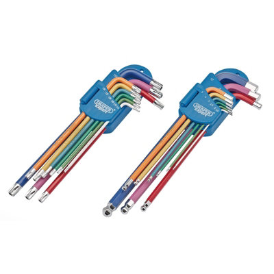 Draper Expert Metric Long Arm Tx-Star And Hex Key SetColour Coded 18 Piece 4776 from B&Q