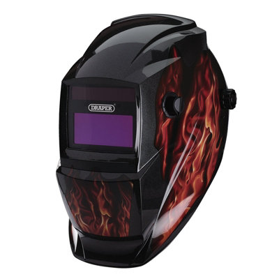 Draper Auto-Darkening Welding Helmet, Flames 02513 Red