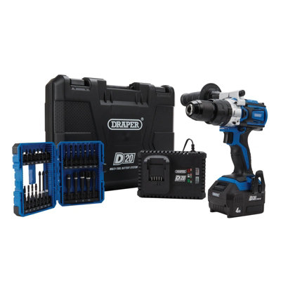 B&Q -  D20 20V Brushless Combi Drill Kit &  Expert Impact Screwdriver Bit Set 26 Piece 04790