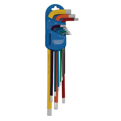 Draper Expert Metric Extra-Long Arm Hex Key SetColour Coded (9 Piece) 04911