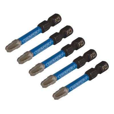 B&Q -  Expert Pz-Type Impact Screwdriver BitsNo.3 X 50mm1/4" Hex (Pack Of 5) 05648