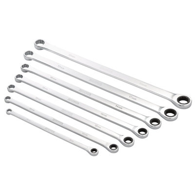 Draper Hi-Torq Metric Extra Long Ratchet Spanner Set 7Pc 8-19mm Chrome Vanadium