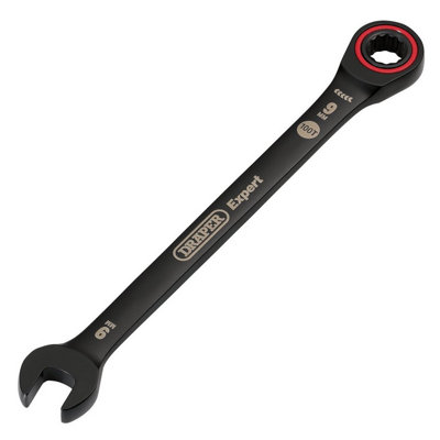 Draper Tools Expert Hi-Torq Metric Ratchet Combination Spanner, 9Mm, Black
