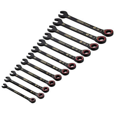 Draper Expert Hi-Torq  Metric Reversible Ratchet Combination Spanner SetBlack (12 Piece) 03912 from B&Q